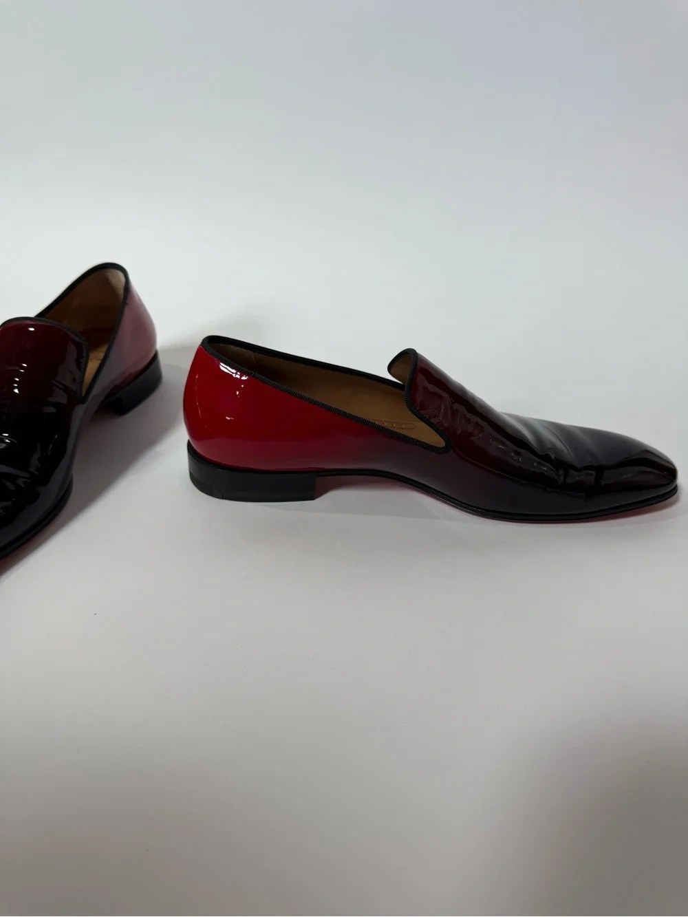 Christian Louboutin Men's Two-Tone ombré Patent Leather Loafers in Red and Black
